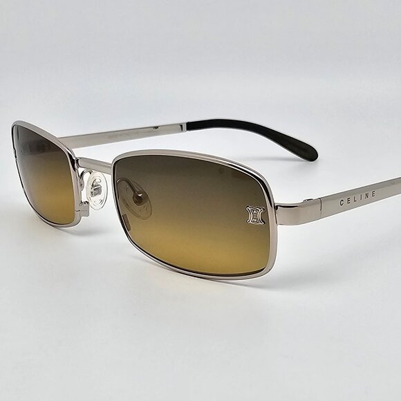 Celine SC1019 Col. 579 Silver Frame Yellow Flash Gold Gradient Lens Sunglasses - Picture 1 of 16